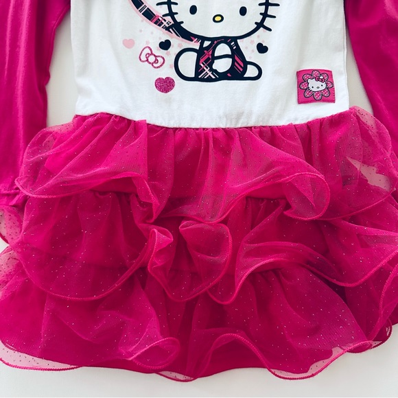 Hello Kitty Girls 6 Pink Tulle Ruffle Dress Sparkle - Picture 3 of 7